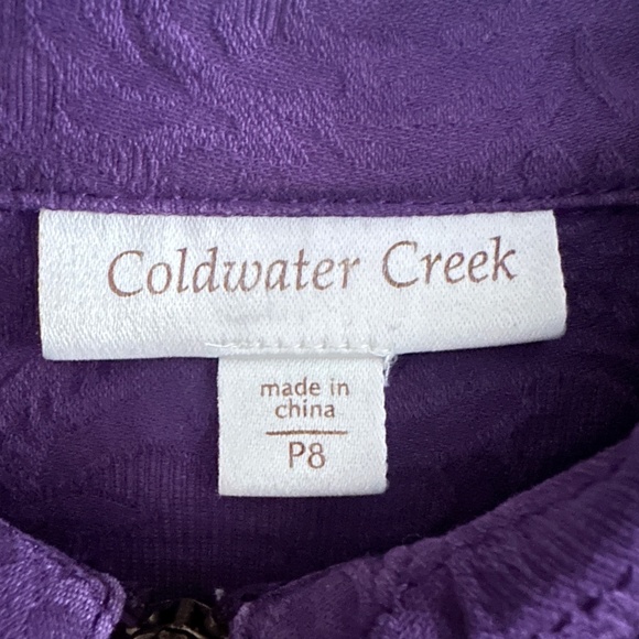 Coldwater Creek Embossed Textured Jacket Full Zip Purple Petite 8 - Picture 3 of 9